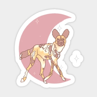 African Painted Dog Crescent - Rose Sticker